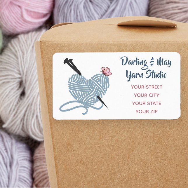 Hjärtformade Boll i Garn - Personlig Adress Adressetikett (Yarn themed address labels .. ideal for LYS and online yarn suppliers)