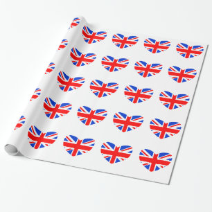 Hjärtformade brittisk flagga presentpapper
