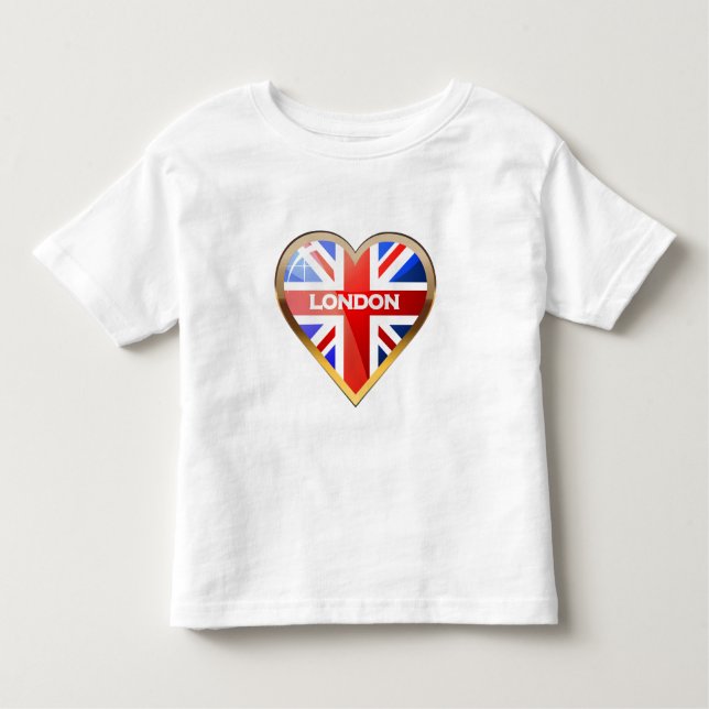Hjärtformade brittisk flagga tee (Framsida)