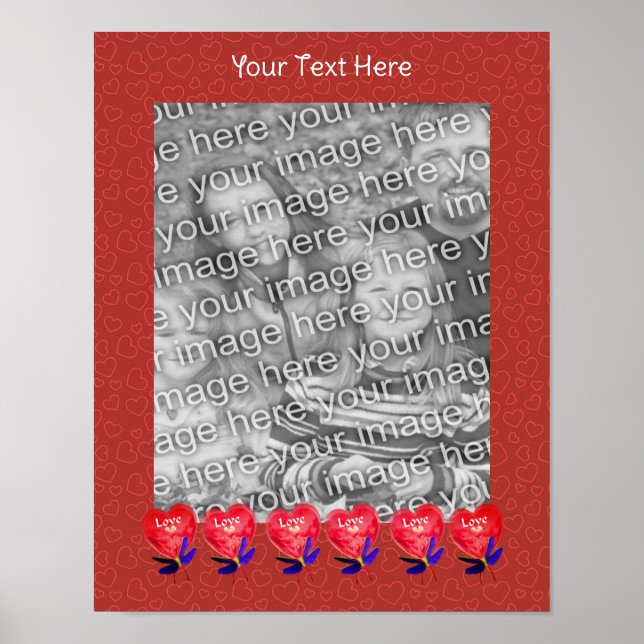 Hjärtformade bubblor Kärlek Lägg till foto Poster (Framsidan)