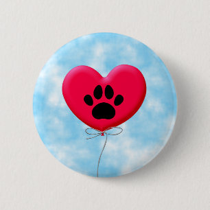 Hjärtformade bubblor med Hund Paw-utskrift Knapp