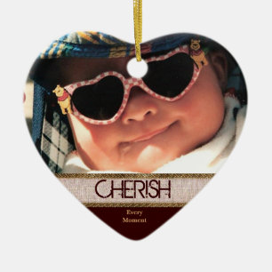 Hjärtformade CHERISH jul Orname för varje Julgransprydnad Keramik