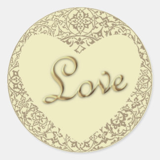 Hjärtformade dekorativ Blek Cream "Kärlek"-fäst Runt Klistermärke