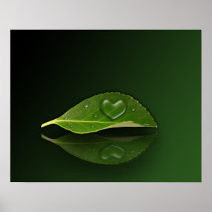 Hjärtformade droplet i Löv Poster
