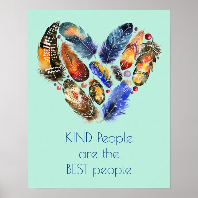 Hjärtformade fjädrar för inspirationskvot poster (Framsidan)