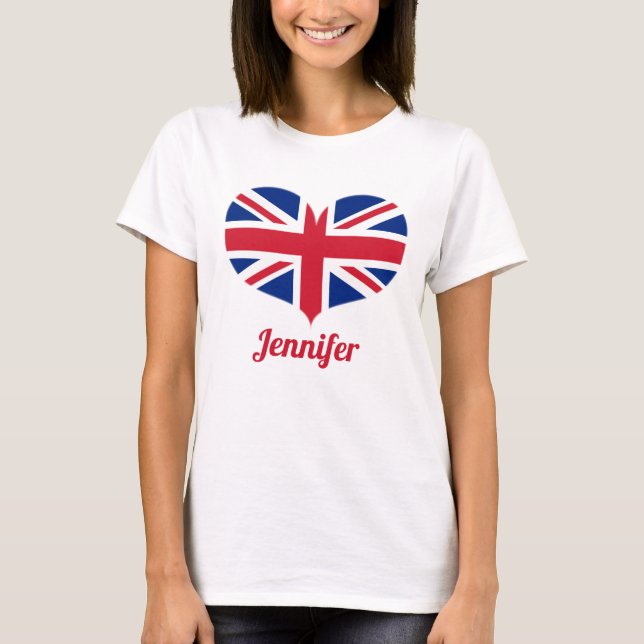 Hjärtformade Flagga Förenade kungariket | PERSONLI T-shirt (Framsida)