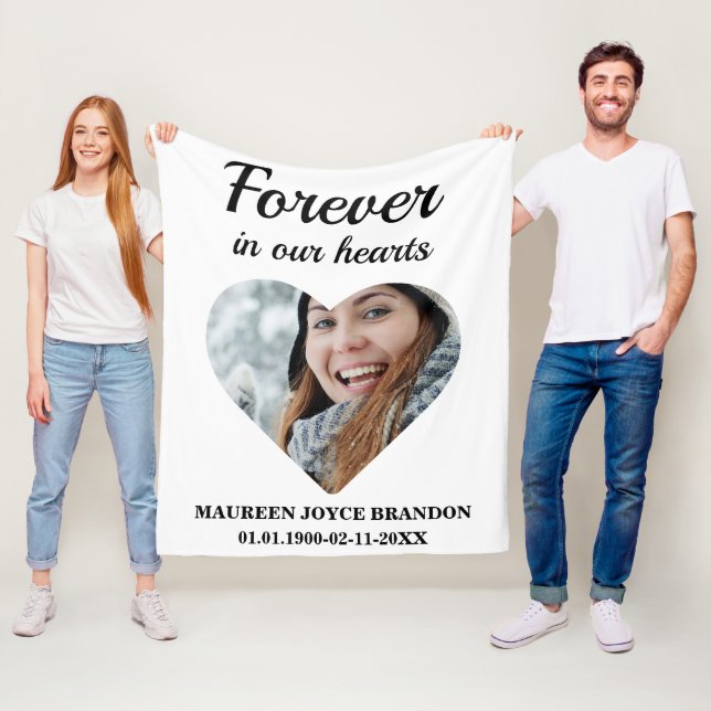 Hjärtformade foto för alltid i våra hjärtan fleecefilt (På plats)