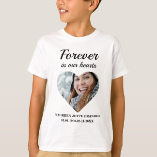 Hjärtformade foto för alltid i våra hjärtan t shirt