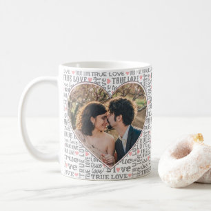 Hjärtformade fotoÄkta kärlek Valentineser eller Kaffemugg