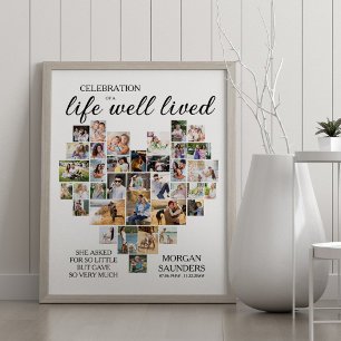 Hjärtformade fotokollage med livligt liv poster