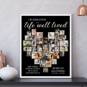 Hjärtformade fotokollage med livligt liv poster