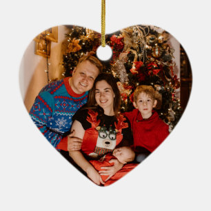 hjärtformade fotoornament i keramiskt anpassningsb julgransprydnad keramik