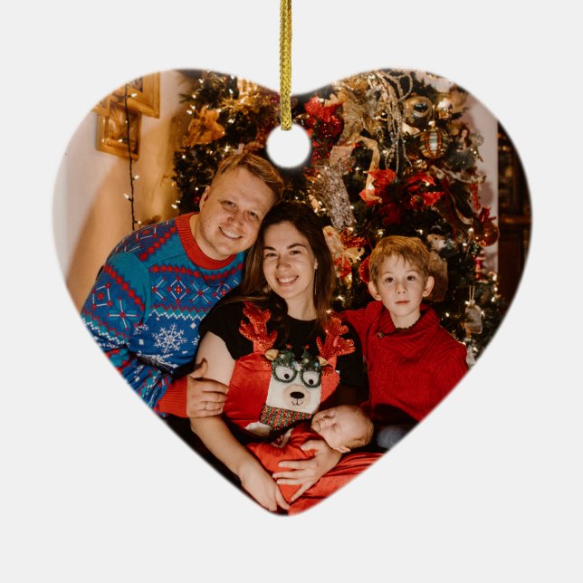 hjärtformade fotoornament i keramiskt anpassningsb julgransprydnad keramik (Baksidan)