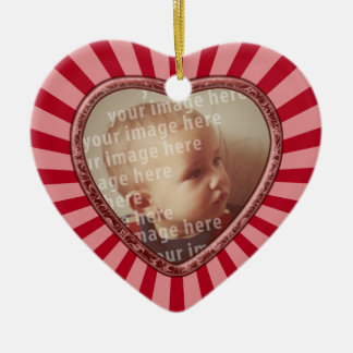 Hjärtformade fotoram julgransprydnad keramik