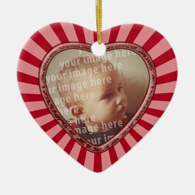 Hjärtformade fotoram julgransprydnad keramik (Framsidan)