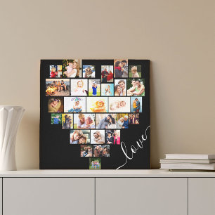 Hjärtformade fotosamling i kärlek, liten kvadrat canvastryck