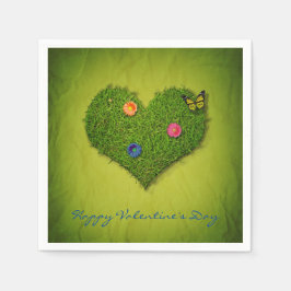 Hjärtformade gräsmattablommafjäril pappersservett