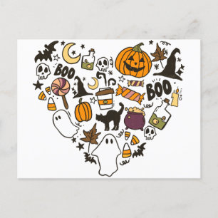 Hjärtformade Halloween Photo Collage Halloween Helg Vykort