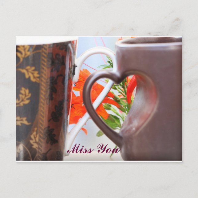 Hjärtformade handtagmuggar vykort (Framsida)