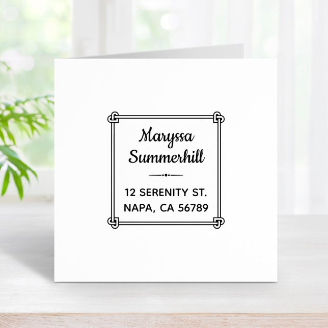 Hjärtformade hörnet Knot Ram Adress 1x1 Stämpel (Skapare uppladdad)