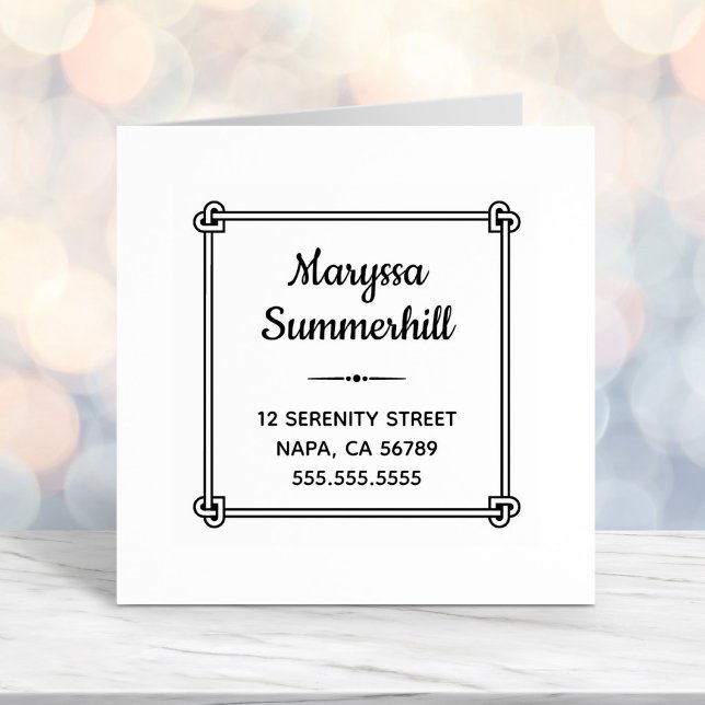 Hjärtformade hörnet Knot Ram Adress Självfärgande Stämpel (Skapare uppladdad)