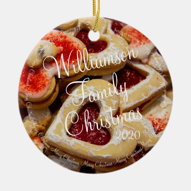 Hjärtformade julsockerkaka julgransprydnad keramik (Framsidan)