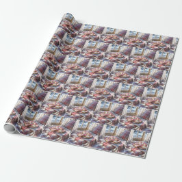 Hjärtformade kakor på en rutig filt presentpapper