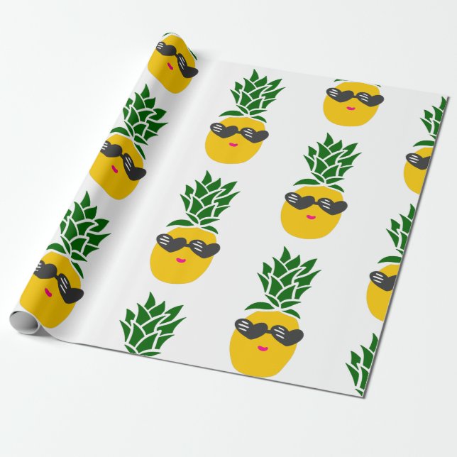 hjärtformade kawaii-solglasögon, svart ananas presentpapper (Utrullad)