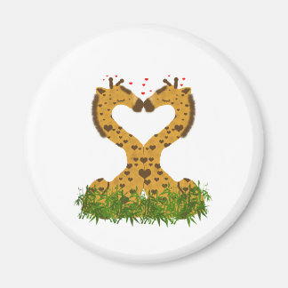 Hjärtformade Kissing för Cute Kärlek Giraffes Magnet