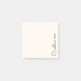 Hjärtformade klisterlappar med eget namn post-it block