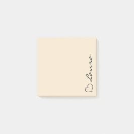 Hjärtformade klisterlappar med eget namn post-it block