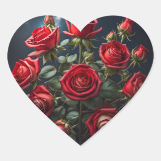 Hjärtformade klistermärken med rosor