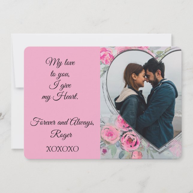 Hjärtformade kort för foto-Valentineser med platt  (Framsida)