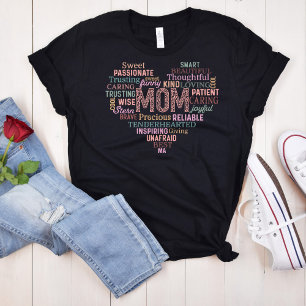 Hjärtformade Lettering Mamma Affirmations T Shirt