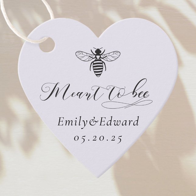 Hjärtformade Lila Meant till Bee Bröllop Gåvor Etiketter (Skapare uppladdad)