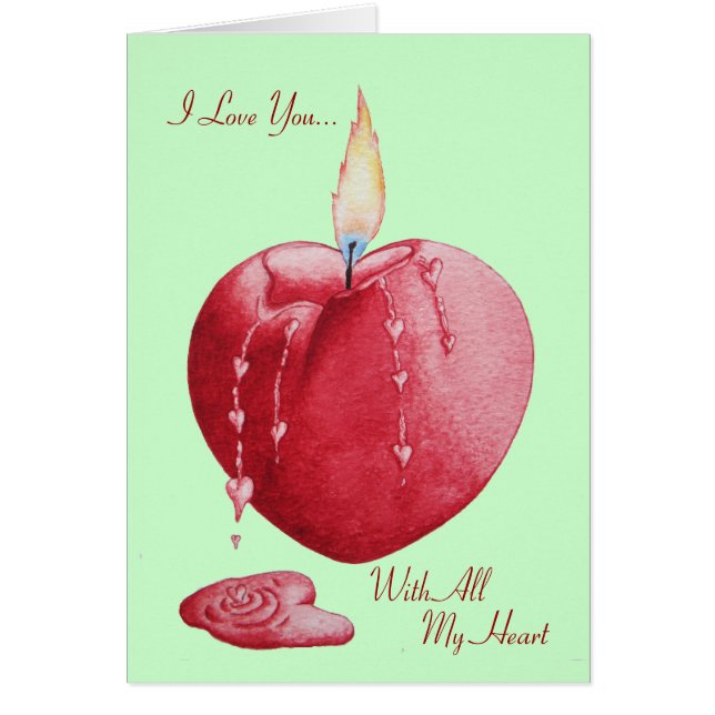 Hjärtformade ljus från Röda kärlek med romantisk v Hälsningskort (Framsidan)