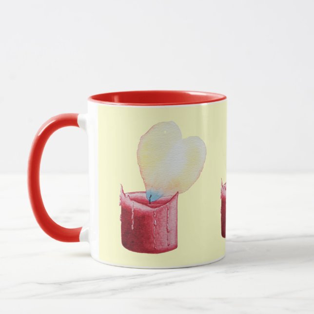 hjärtformade ljusröd ljusglimt mugg (Vänster)