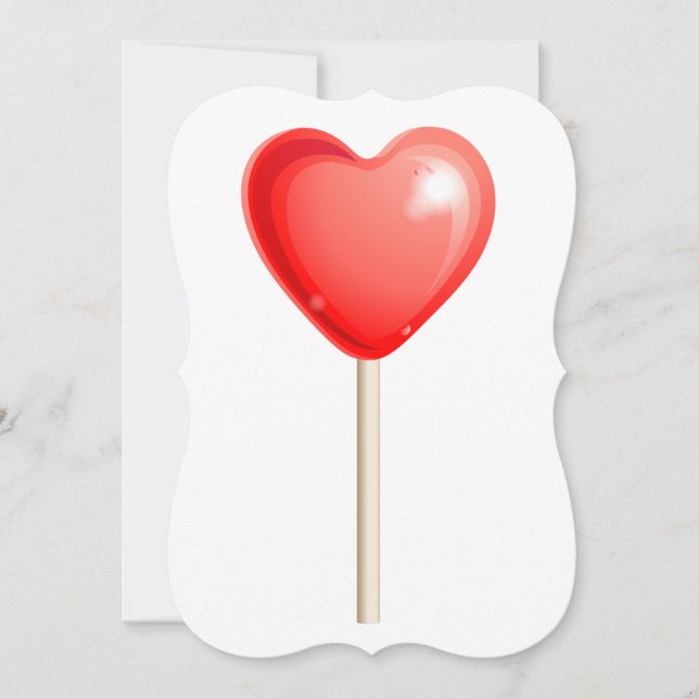 hjärtformade lollipop inbjudningar (Framsida)