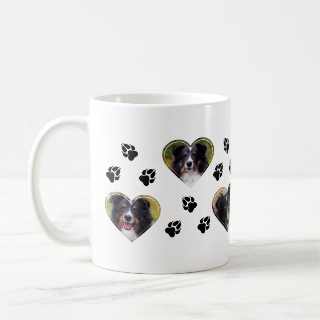 Hjärtformade mallar för husdjursfoton med tassavtr kaffemugg (Vänster)