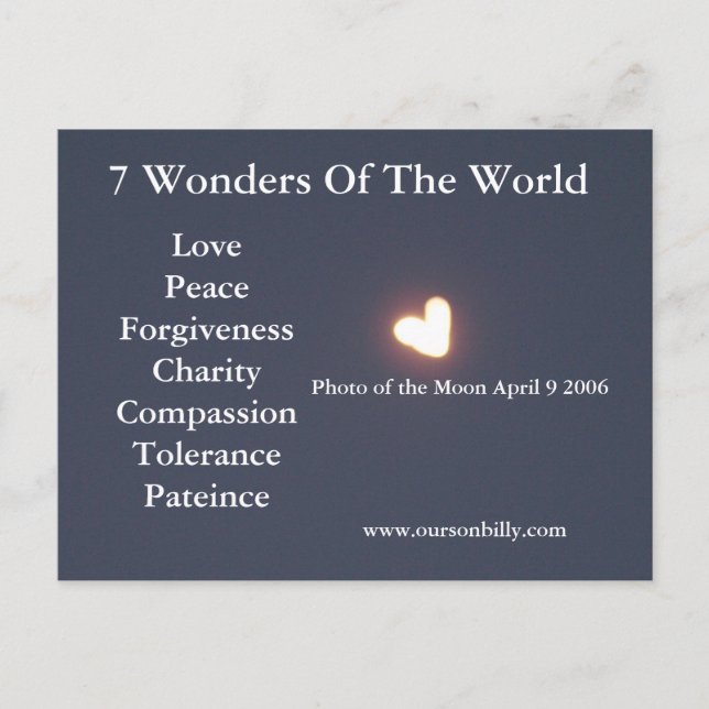 Hjärtformade måne-vykort vykort (Framsida)