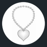Hjärtformade Necklace Runt Klistermärke<br><div class="desc">Hjärtformade Necklace</div>