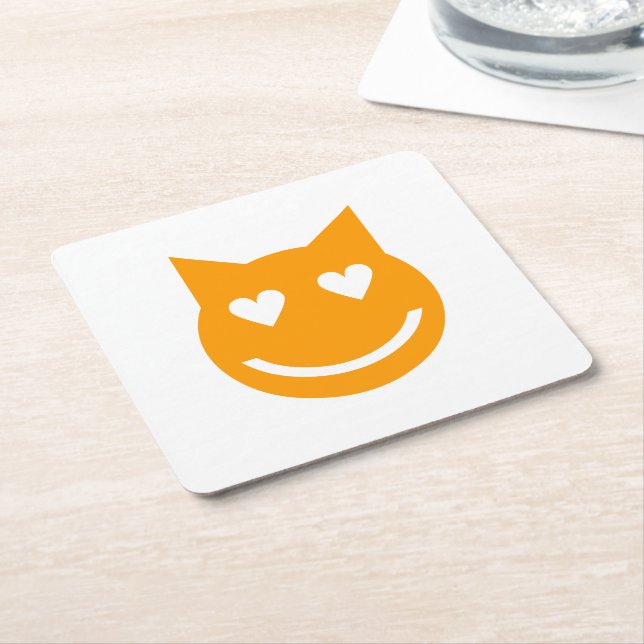 Hjärtformade Öga Emoji Underlägg Papper Kvadrat (Vinklad)