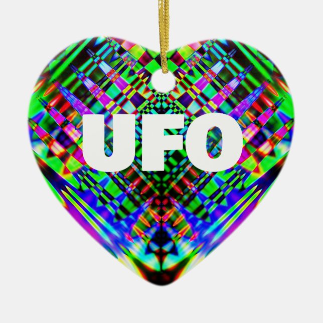 Hjärtformade Ornament för UFO (redigera text) (Framsidan)
