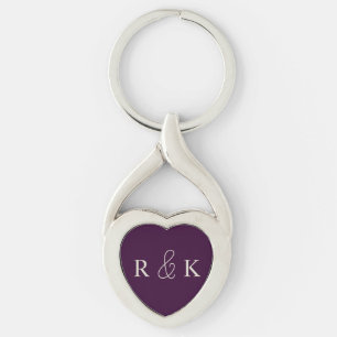Hjärtformade par kärlek monogrammet twisted heart silverfärgad nyckelring