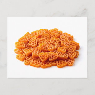 Hjärtformade pasta vykort