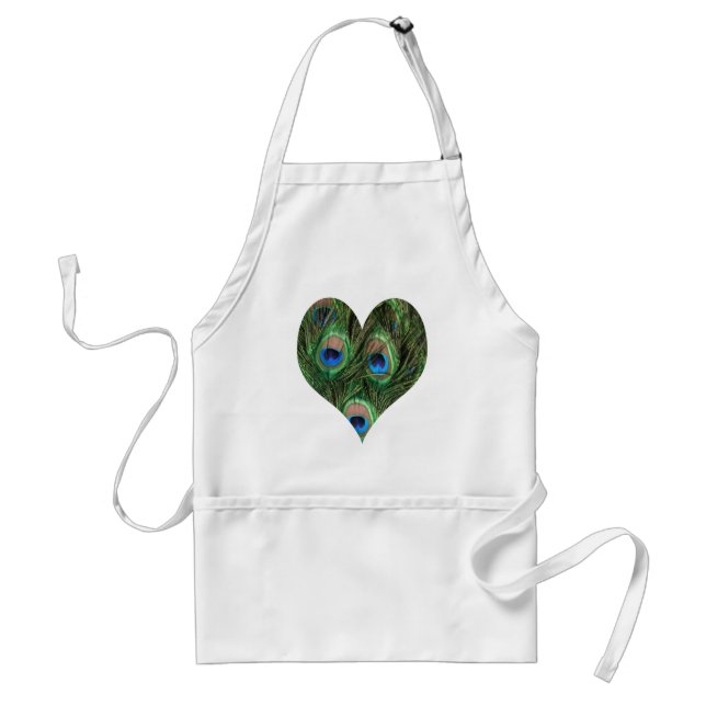 Hjärtformade Peacock Feather Apron Förkläde (Framsidan)