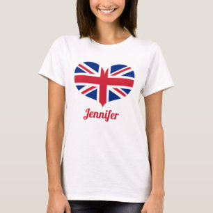 Hjärtformade personlig för UK-flagga T-shirt
