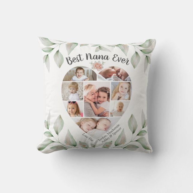 Hjärtformade Photo Collage Best Nana någonsin Kudde (Framsida)