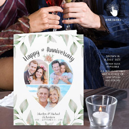 Hjärtformade Photo Collage Greenery Kort