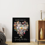 Hjärtformade Photo Collage Happity är ... Familj Canvastryck<br><div class="desc">Skapa en egen personlig inslagen arbetsyta med 29 av dina favoritfoton och namn i familjen. Fotomallen har konfigurerats för att skapa en hjärtformade fotokollage och visa bilder i en blandning av porträtt, liggande och fyrkantiga instrumentformat. Ladda upp foton som arbetar i rader, från överkant till grund. Utformningen har en svart...</div>